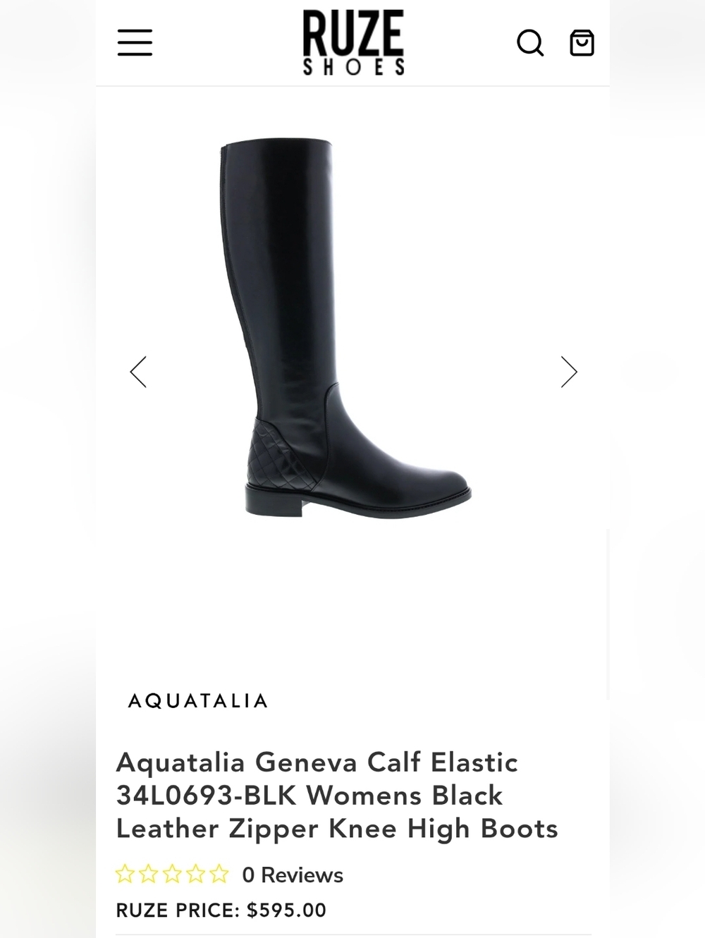 Aquatalia Geneva Calf Elastic Womens Black Leather Zipper Knee High Riding Boots - Picture 3 of 14